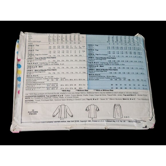 Vtg #7858 McCalls SEWING Pattern Miss 1980s Buttoned Top Standing Collar Zize 8 - Picture 4 of 6